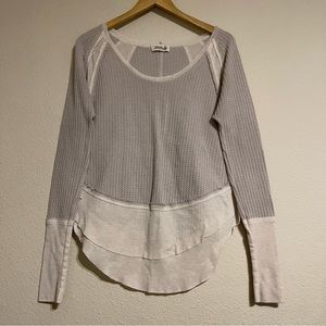 Listicle Long Sleeve Waffle Top with sheer‎ bottom